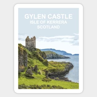 Gylen Castle, Isle of Kerrera Scotland. Scottish gift. Travel poster Sticker